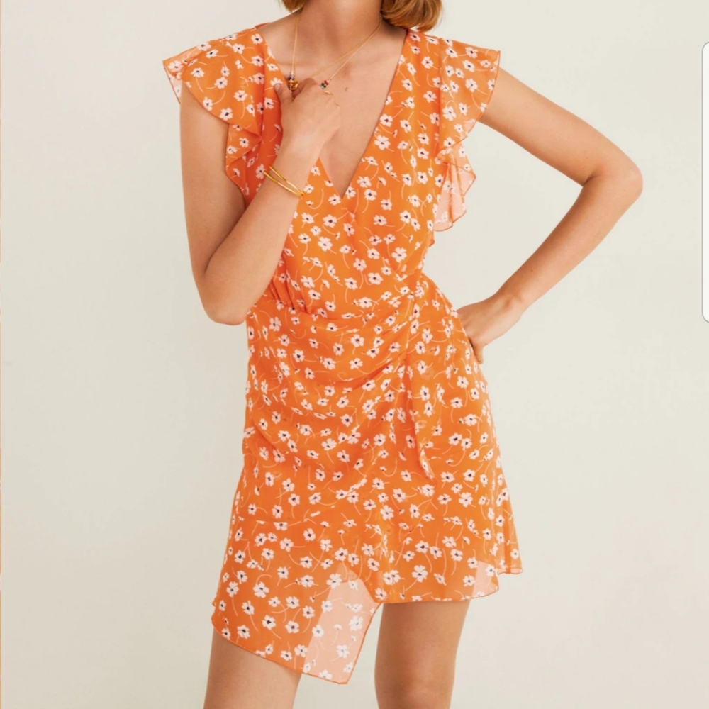 Mango flower chiffon dress